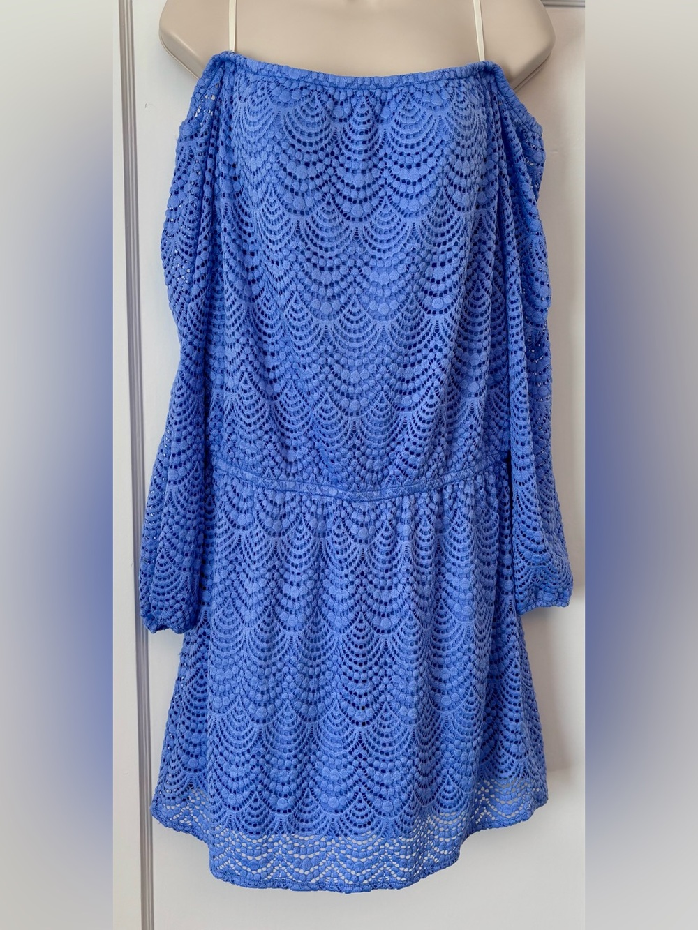 NWT Lilly Pulitzer Lana Skort Romper Blue Hyacinth Scalloped Shell Lace L